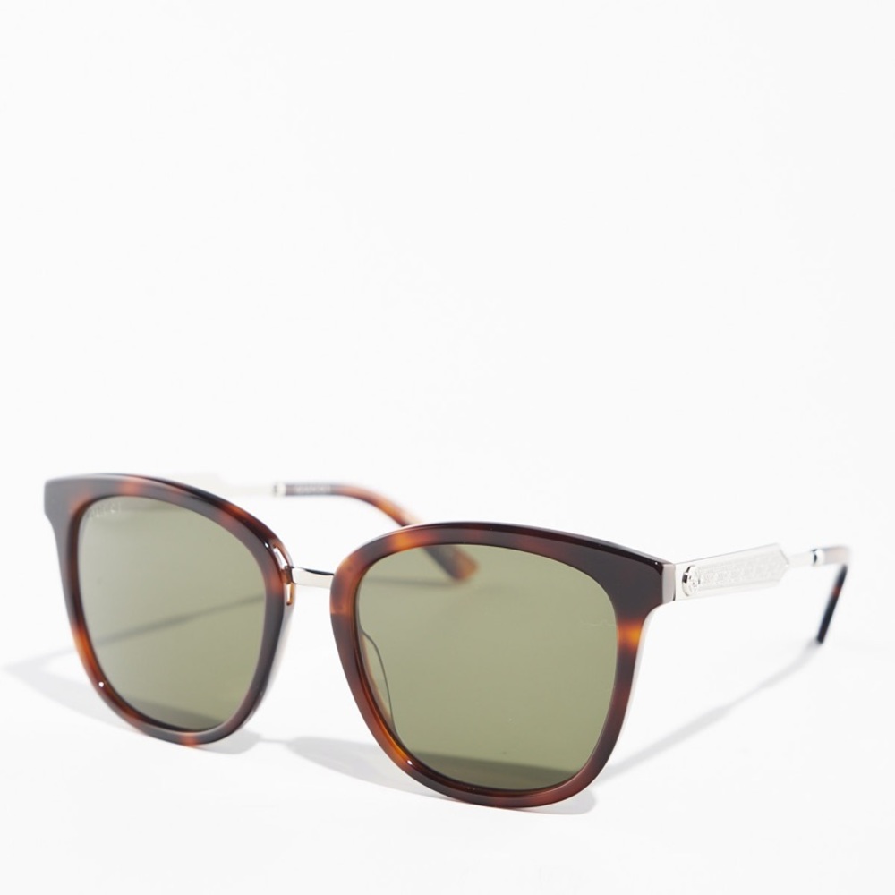 Gucci GG0073S Vintage Havana/Silver Square Sunglasses